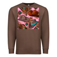 Chestnut western cowboy hat seamless pattern Premium Sweatshirt - BundleAndBundleShop