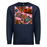 Navy western cowboy hat seamless pattern Premium Sweatshirt - BundleAndBundleShop