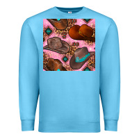 Ocean Blue western cowboy hat seamless pattern Premium Sweatshirt - BundleAndBundleShop