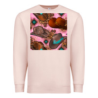 Pale Pink western cowboy hat seamless pattern Premium Sweatshirt - BundleAndBundleShop