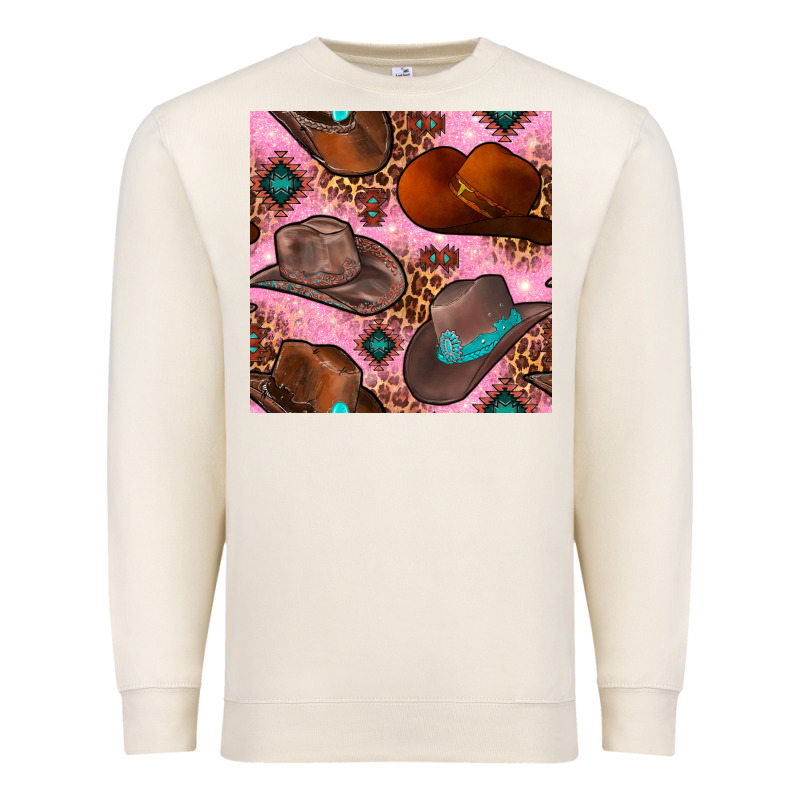 Western Cowboy Hat Seamless Pattern Premium Sweatshirt by BundleAndBundleShop | Teevron