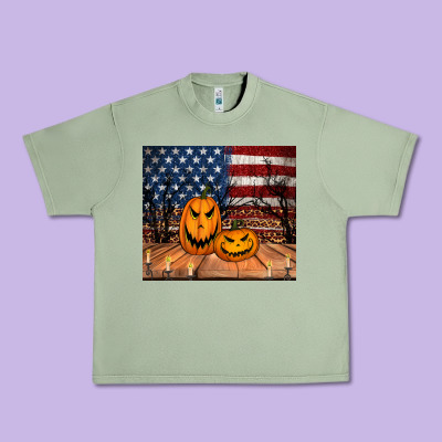 Halloween American Flag Tumbler Urban Heavy Tee Designed By Jasminsmagicworld