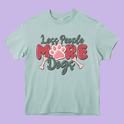 Less People More Dogs Heavy Core Tee Designed By Maliassmallbusiness