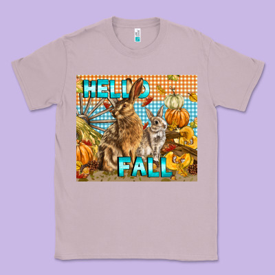 Hello Fall Rabbit Classic Tee Designed By Lillyallendesigns