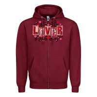 Burgundy Valentine's Day lover Zipper Hoodie - FaDigitalArtStudio