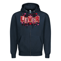 Navy Valentine's Day lover Zipper Hoodie - FaDigitalArtStudio