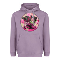 Lavender Pink Merry Christmas Pig Heavyweight Hoodie - FaDigitalArtStudio