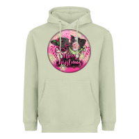 Matcha Pink Merry Christmas Pig Heavyweight Hoodie - FaDigitalArtStudio