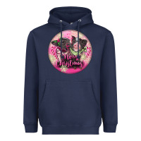 Navy Pink Merry Christmas Pig Heavyweight Hoodie - FaDigitalArtStudio