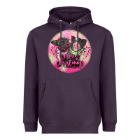 Plum Pink Merry Christmas Pig Heavyweight Hoodie - FaDigitalArtStudio