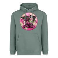 Sage Pink Merry Christmas Pig Heavyweight Hoodie - FaDigitalArtStudio