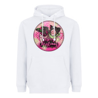 White Pink Merry Christmas Pig Heavyweight Hoodie - FaDigitalArtStudio