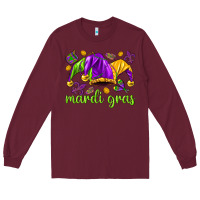 Burgundy Mardi Gras with jester Long Sleeve Tee - NancyCooperArtShop