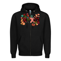 Black Rooster Valentine's Day xoxo Zipper Hoodie - FaDigitalArtStudio