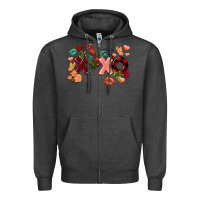 Charcoal Heather Rooster Valentine's Day xoxo Zipper Hoodie - FaDigitalArtStudio