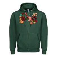 Sports Green Rooster Valentine's Day xoxo Zipper Hoodie - FaDigitalArtStudio