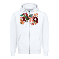 White Rooster Valentine's Day xoxo Zipper Hoodie - FaDigitalArtStudio