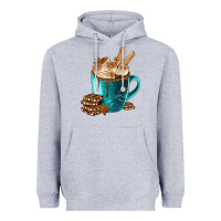 Heather Grey Chocolate And Coffee Heavyweight Hoodie - FaDigitalArtStudio