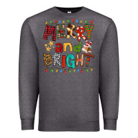 Charcoal Heather Merry And Bright Premium Sweatshirt - FaDigitalArtStudio