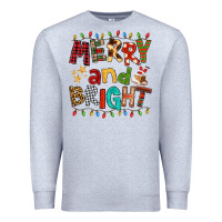 Heather Grey Merry And Bright Premium Sweatshirt - FaDigitalArtStudio