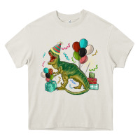 Cream party t rex Heavy Core Tee - MaliasSmallBusiness