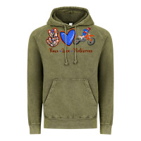 Vintage Olive Peace Love Motocross Vintage Hoodie - RanaPortraitStore