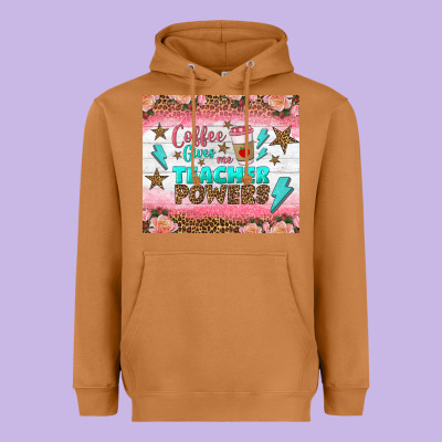 Coffee Gives Me Teacher Powers Tumbler Heavyweight Hoodie Designed By Bundleandbundleshop