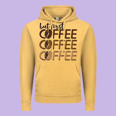 But First Coffee Coffee Coffee Vintage Hoodie Designed By Barkaloodesign