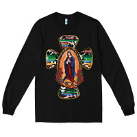 Black Our Lady Of Guadalupe Cross Long Sleeve Tee - RanaPortraitStore