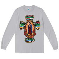 Moon Dust Our Lady Of Guadalupe Cross Long Sleeve Tee - RanaPortraitStore