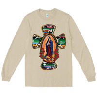 Mushroom Our Lady Of Guadalupe Cross Long Sleeve Tee - RanaPortraitStore