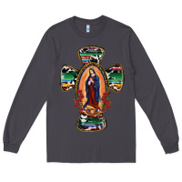 Smoke Our Lady Of Guadalupe Cross Long Sleeve Tee - RanaPortraitStore