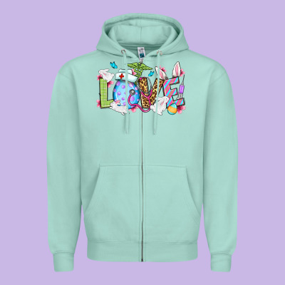Easter Day Love Nurse Zipper Hoodie Designed By Oliviacreatesart