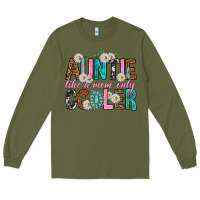 Army Green Auntie Like a Mom Only Cooler Long Sleeve Tee - texasbilliewilder