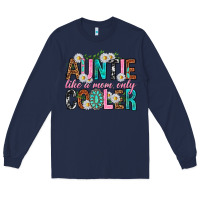 Navy Auntie Like a Mom Only Cooler Long Sleeve Tee - texasbilliewilder
