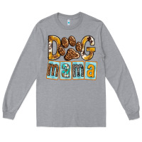 Heather Grey Dog Mama with Paw Long Sleeve Tee - texasbilliewilder