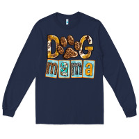 Navy Dog Mama with Paw Long Sleeve Tee - texasbilliewilder