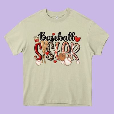 Baseball Sister Heavy Core Tee Designed By Maliassmallbusiness