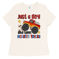 Bone just a boy who loves monster trucks Ladies Tee - MaliasSmallBusiness