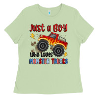 Matcha just a boy who loves monster trucks Ladies Tee - MaliasSmallBusiness