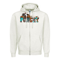 Oatmeal Heather western cowboy hat punchy Zipper Hoodie - OliviaCreatesArt