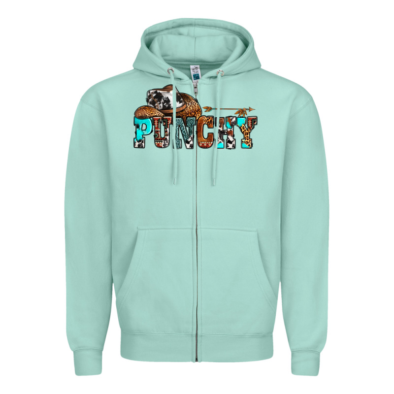 Western Cowboy Hat Punchy Zipper Hoodie by OliviaCreatesArt | Teevron