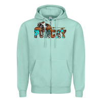 Seafoam western cowboy hat punchy Zipper Hoodie - OliviaCreatesArt