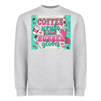Heather Grey coffee scrubs and rubber gloves Heavyweight Sweatshirt - TumblerDesignByShophia