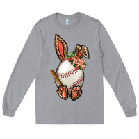 Heather Grey Baseball Easter Bunny Long Sleeve Tee - NancyCooperArtShop