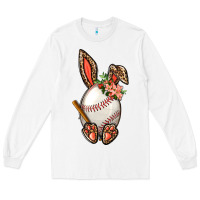 White Baseball Easter Bunny Long Sleeve Tee - NancyCooperArtShop