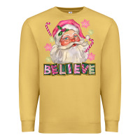 Antique Gold Pink Believe Santa Christmas Premium Sweatshirt - FaDigitalArtStudio