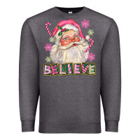 Charcoal Heather Pink Believe Santa Christmas Premium Sweatshirt - FaDigitalArtStudio