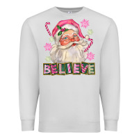 Dove Grey Pink Believe Santa Christmas Premium Sweatshirt - FaDigitalArtStudio