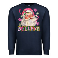 Navy Pink Believe Santa Christmas Premium Sweatshirt - FaDigitalArtStudio